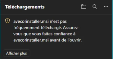 Edge warning for an uncommon download — Ave Cor example.